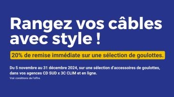 20% de remise immédiate sur une séléction d'accessoires de goulottes !